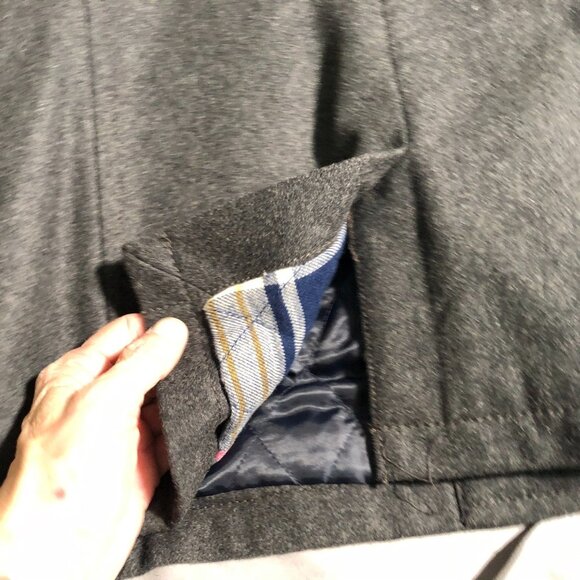 American Eagle Outfitters Mens Peacoat XL Double Breasted Plaid Quilted Gray - Picture 13 of 16